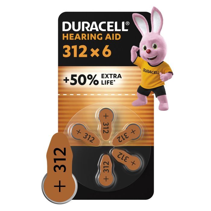 Батарейка Duracell для слуховых аппаратов размер 312, 6 шт. в упаковк Фото