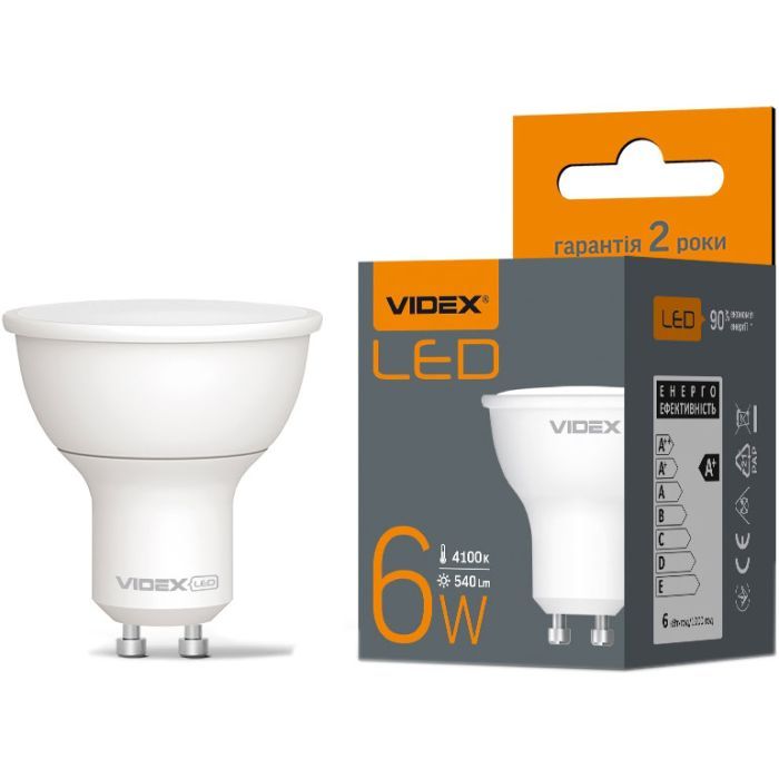 Лампочка Videx LED MR16еD 6W GU10 4100K дімерна Фото