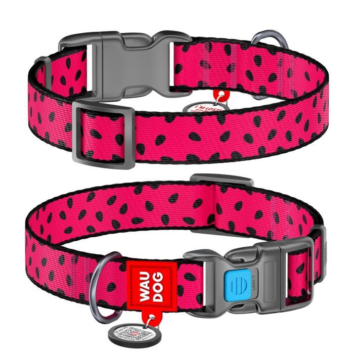 Ошейник для животных WAUDOG Nylon "Кавун" пластиковий фастекс L Фото