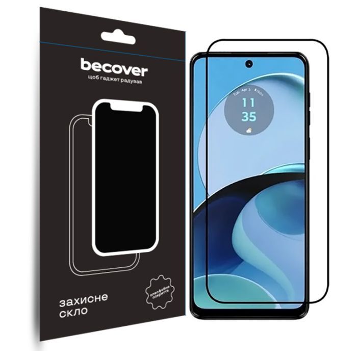 Стекло защитное BeCover Motorola Moto G14 Black Фото