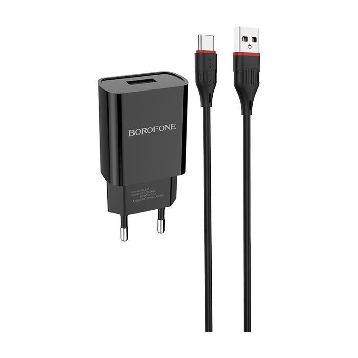 Зарядное устройство BOROFONE BA20A Sharp charger set(Type-C) Black Фото