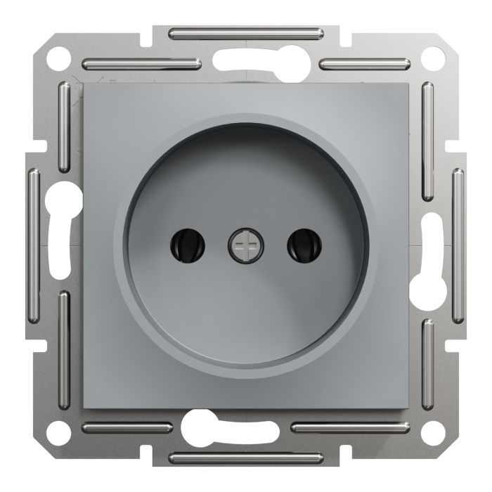 Розетка Schneider Electric ASFORA без заземлення сталь Фото