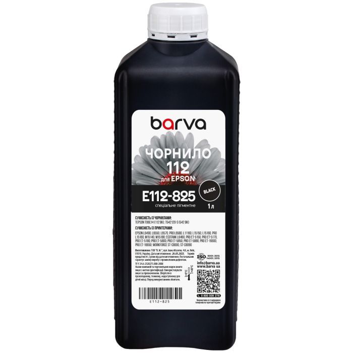 Чернила Barva Epson E112 BK 1 л, Pigm.Black Фото
