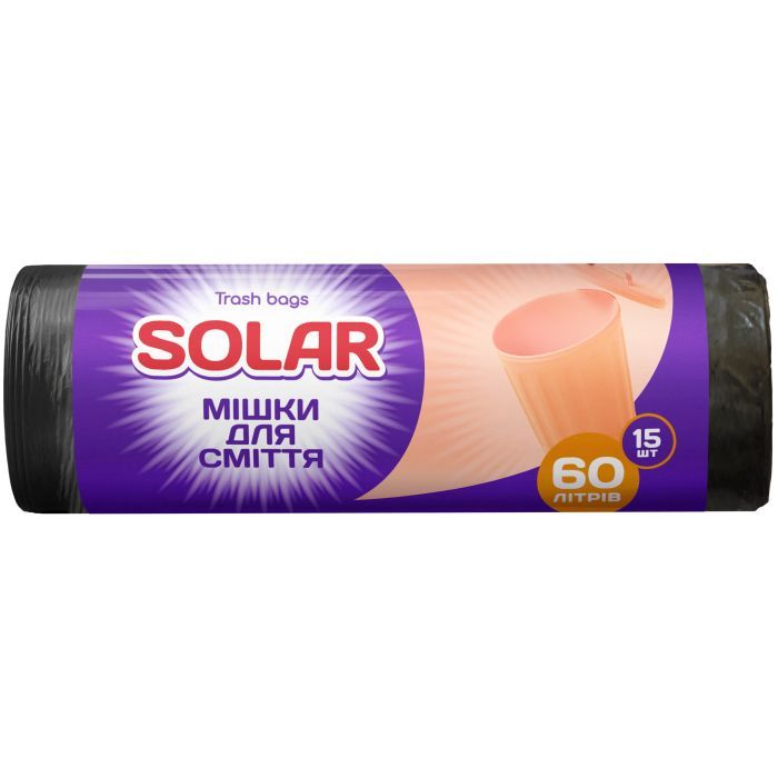 Пакеты для мусора Solar Household 60 л 15 шт. Фото