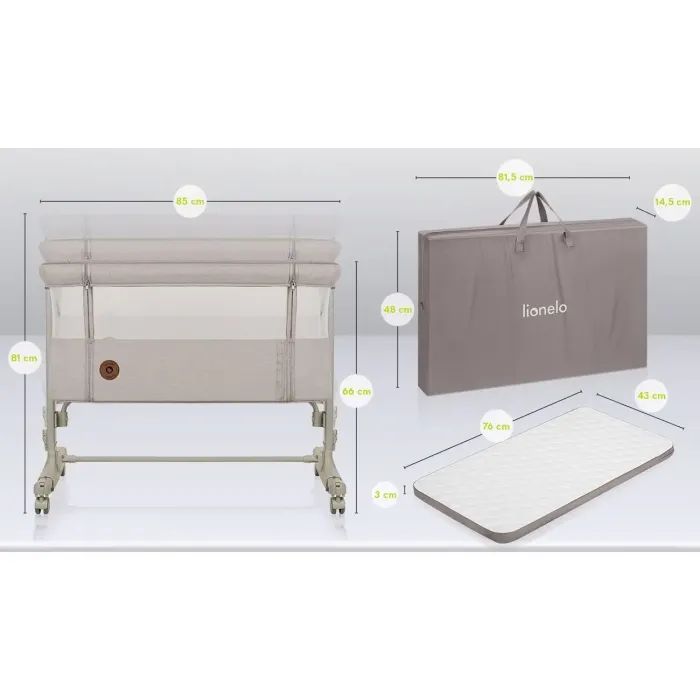 Кроватка Lionelo приставне Aurora Beige Sand Фото 5