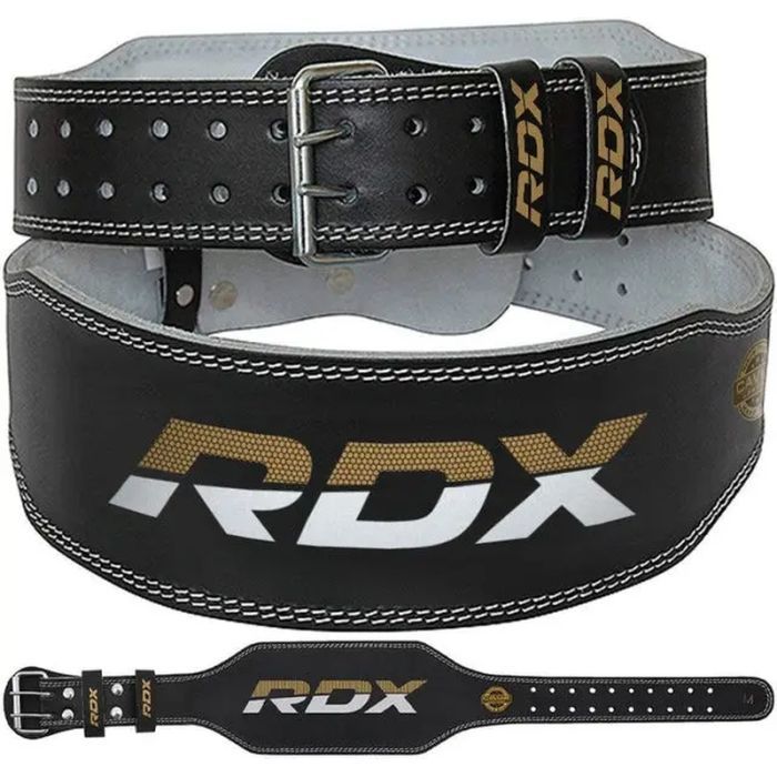 Атлетический пояс RDX 6 шкіряний Black Gold S Фото