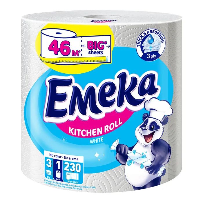 Бумажные полотенца Emeka White Jumbo 3 слоя 230 отрывов Фото