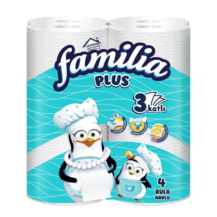 Бумажные полотенца Familia 90 отрывов 3 слоя 4 рулона Фото