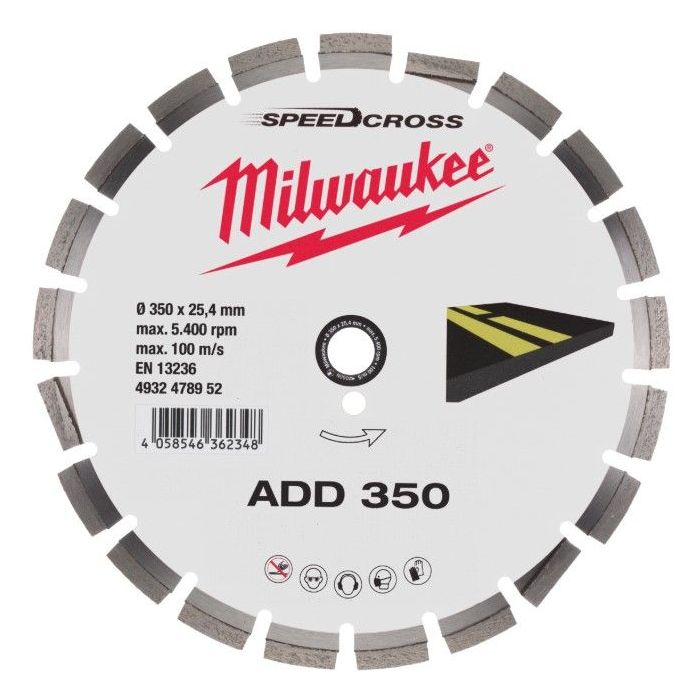 Круг отрезной Milwaukee алмазный ADD 350 для асфальта Фото