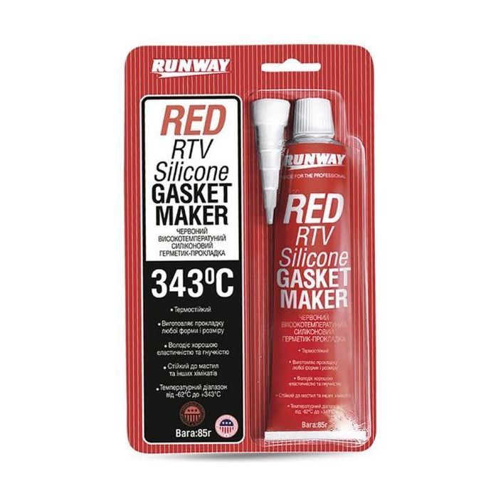 Герметик автомобильный Runway Red RTV Silicone 85г Фото