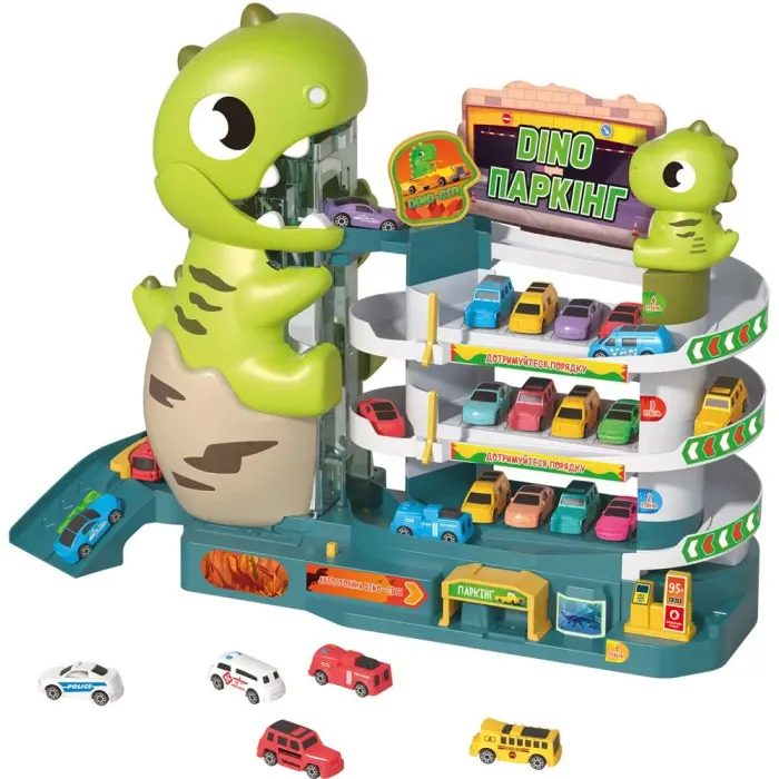 Игровой набор ZIPP Toys Dino паркінг електричний, 6 машинок Фото
