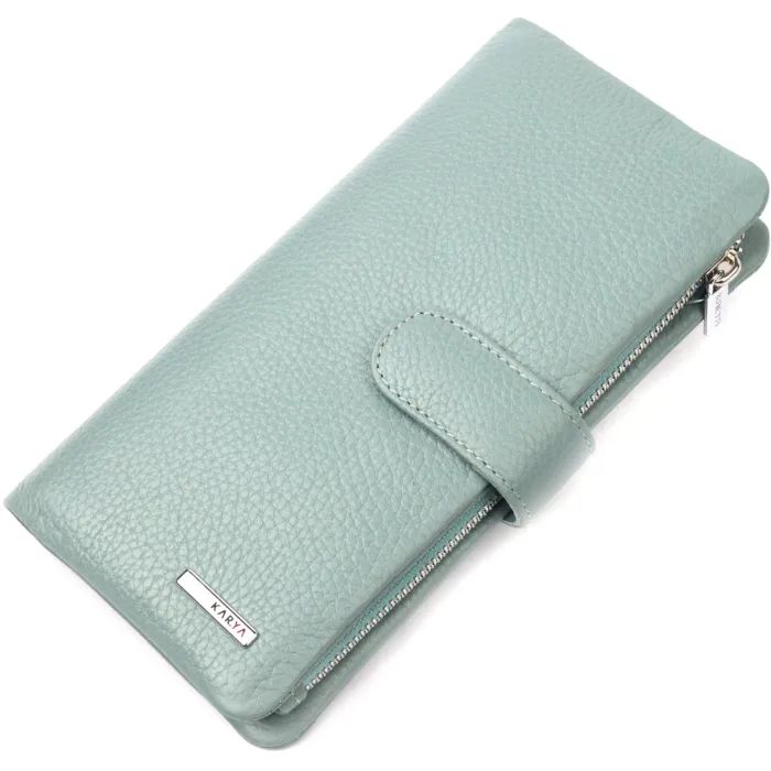 Портмоне Karya Из натуральной кожи Серо-голубое Фото