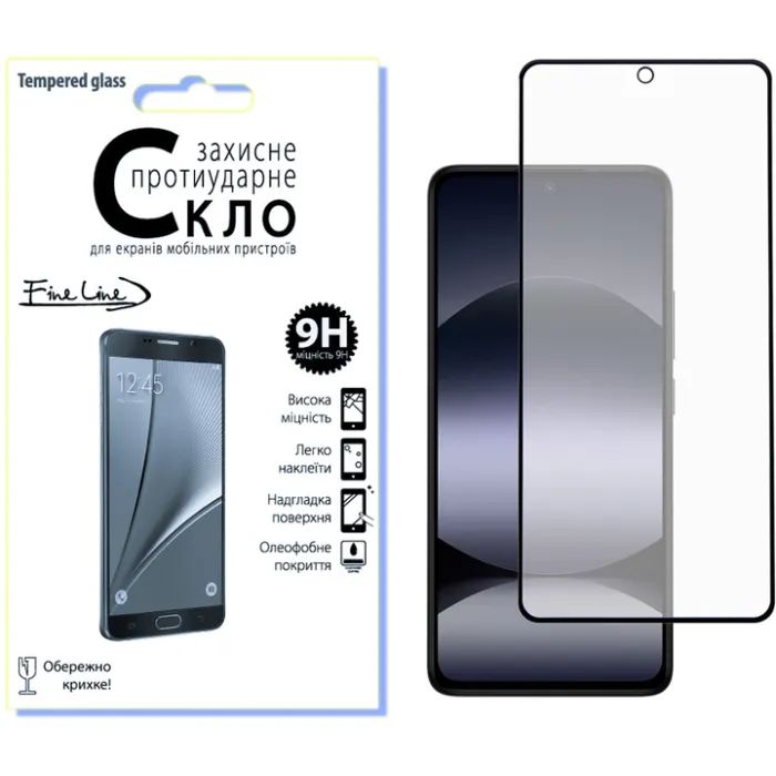Стекло защитное Fine Line Xiaomi Redmi Note 14 Black Фото