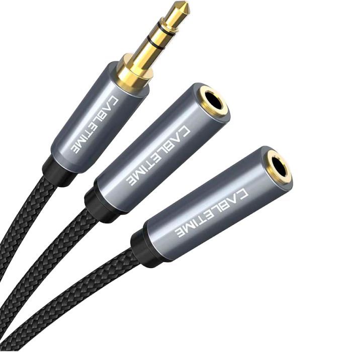 Кабель мультимедийный Cabletime 3.5mm M to 2x3.5mm F 0.2m Фото