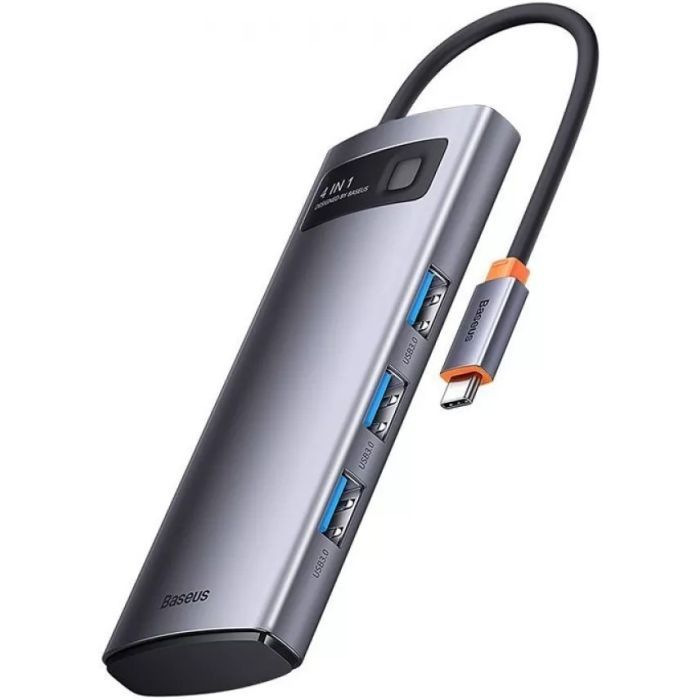 Концентратор Baseus USB-C 4-in-1 4xUSB 3.0 gray Фото
