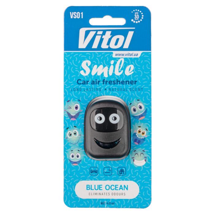 Ароматизатор для автомобиля VITOL Smile Blue Ocean 4мл Фото